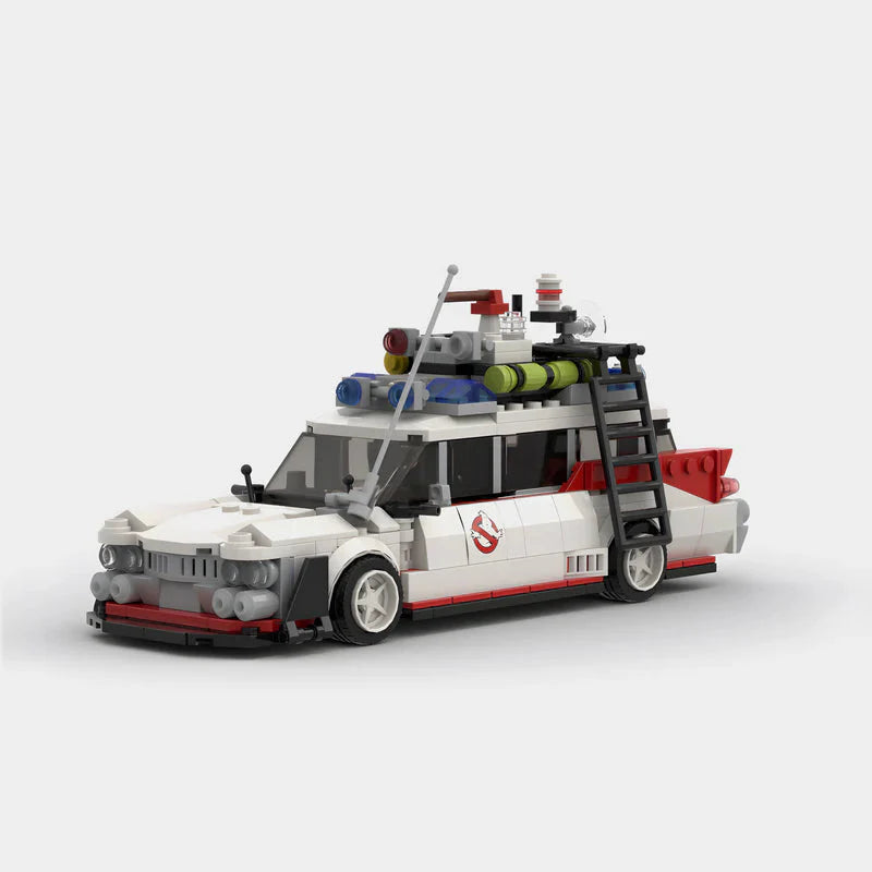 Cadillac Miller-Meteor|ECTO-1 Ghostbusters brick model - front angle view - TheBrickTube