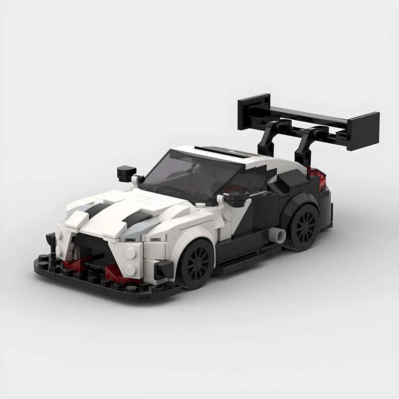 Nissan 370Z Trackcar brick model - front angle view - TheBrickTube