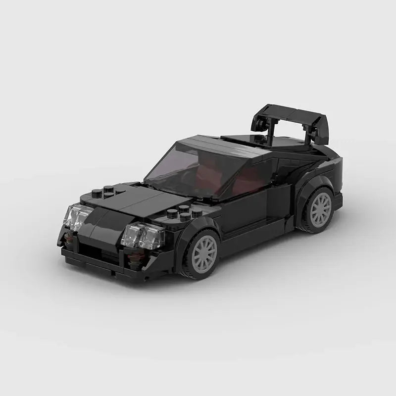 Toyota Supra MK4|Black brick model - front angle view - TheBrickTube