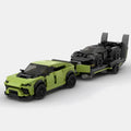 Lamborghini Urus & Trailer brick model - front angle view - TheBrickTube