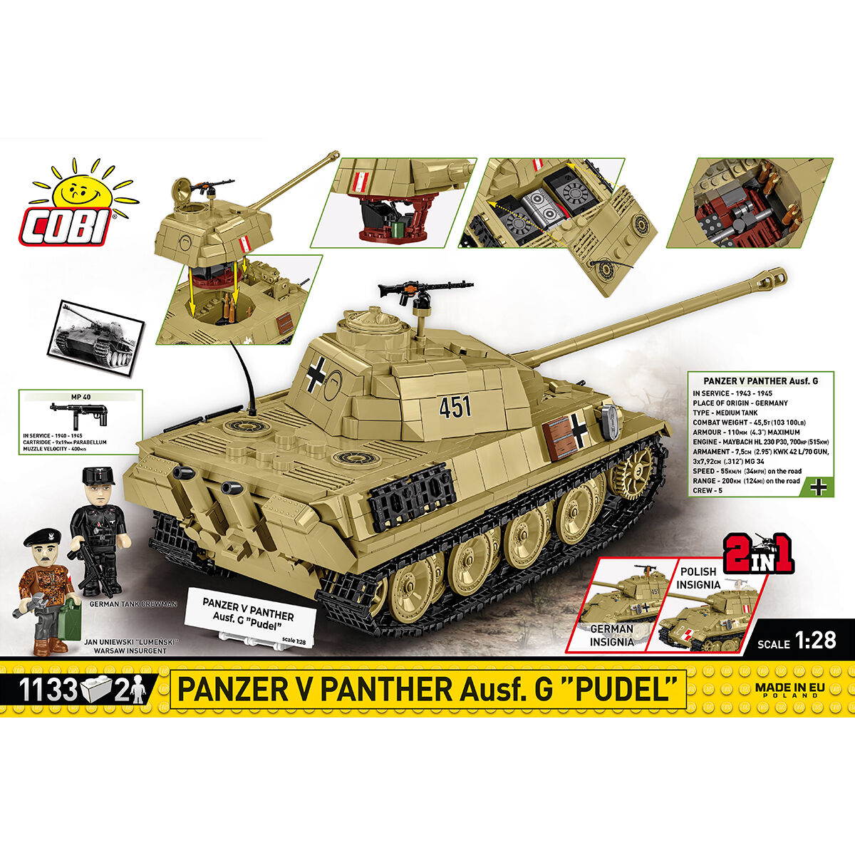 PanzerKampfWagen V PANTHER Ausf. G "PUDEL" Tank Building Set - Image 4 of 6 | TheBrickTube