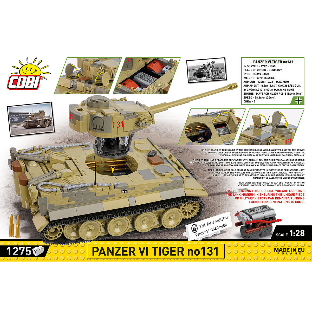 Tank Museum Panzer Tiger VI No. 131 Tank Building Set - Image 4 of 6 | TheBrickTube