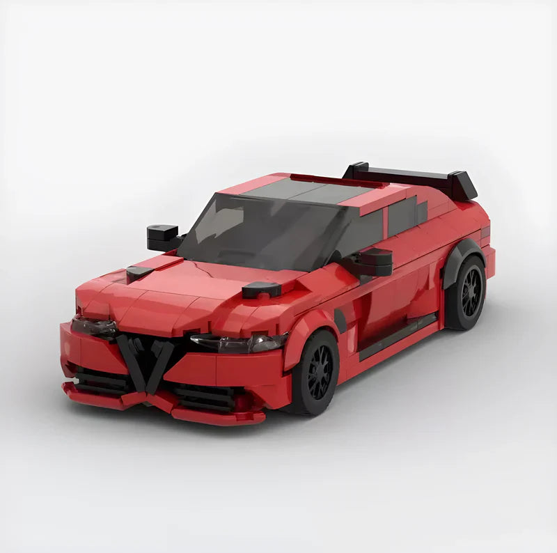 Alfa Romeo Giulia GTAm brick model - front angle view - TheBrickTube