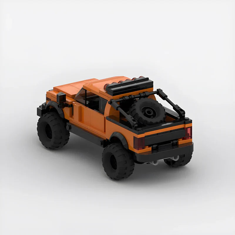 Ford F150 Raptor|Orange brick model - side profile view - TheBrickTube