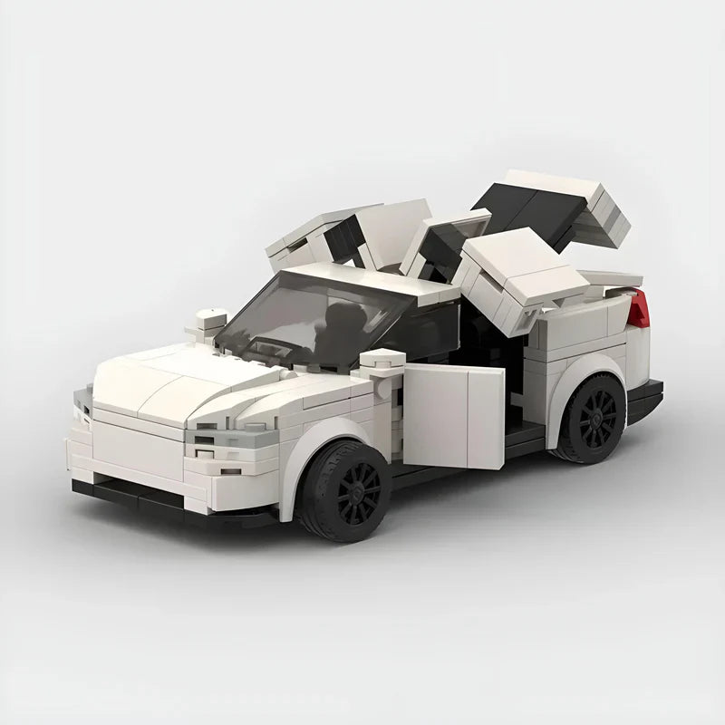 Tesla Model X brick model - front angle view - TheBrickTube