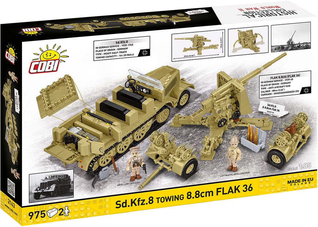Sd.Kfz.8 Towing 8.8cm FLAK 36 Artillery Half-Track Building Set - Image 2 of 6 | TheBrickTube