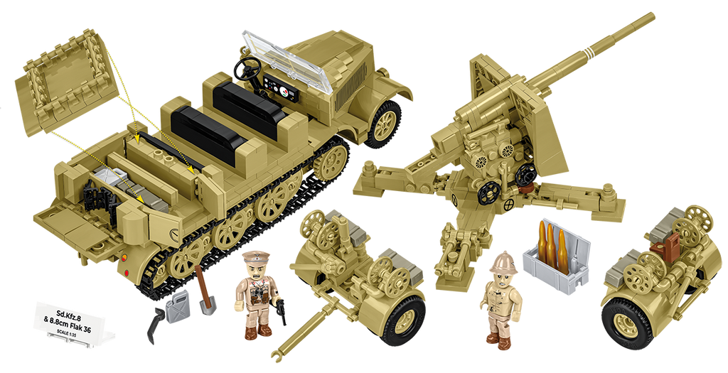 Sd.Kfz.8 Towing 8.8cm FLAK 36 Artillery Half-Track Building Set - Image 4 of 6 | TheBrickTube