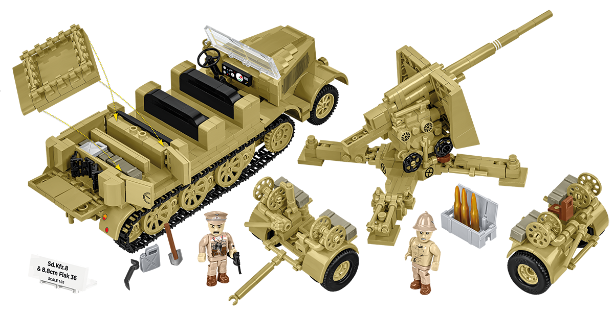 Sd.Kfz.8 Towing 8.8cm FLAK 36 Artillery Half-Track Building Set - Image 4 of 6 | TheBrickTube