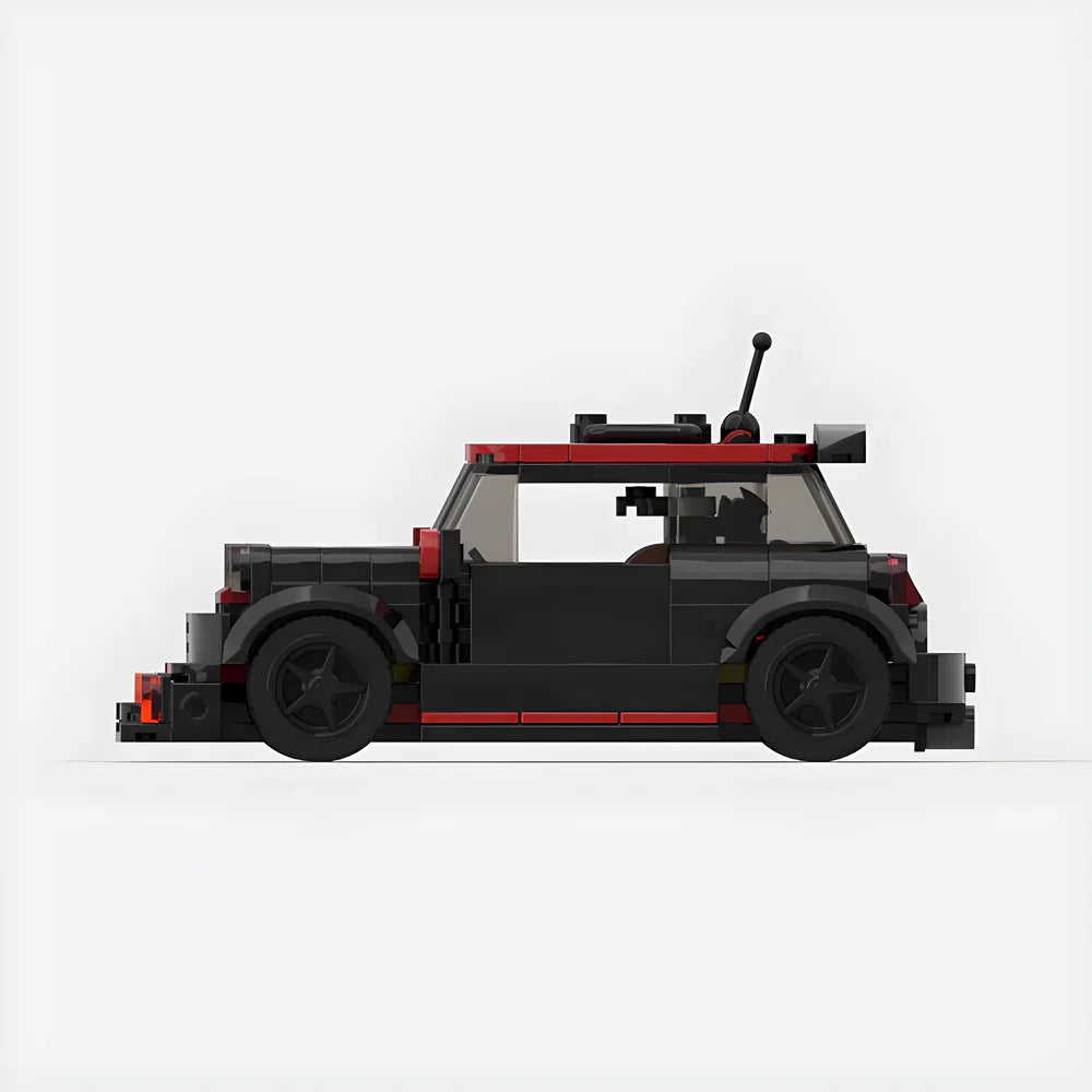 Mini Cooper S / JCW White brick model - rear angle view - TheBrickTube