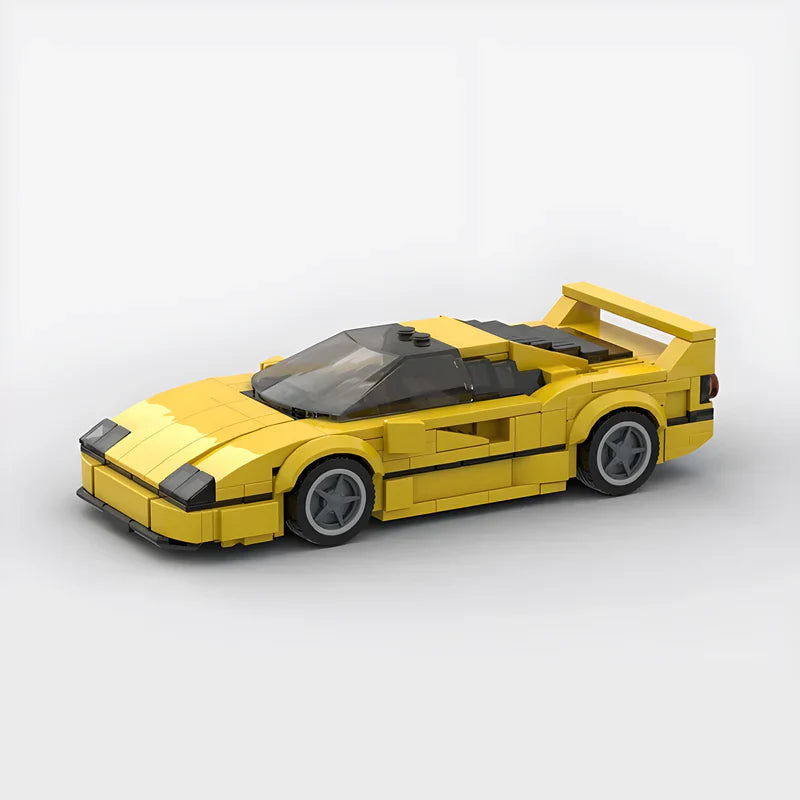 Ferrari F40|Yellow brick model - front angle view - TheBrickTube