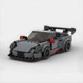 Porsche 911 GT3RS|Grey brick model - front angle view - TheBrickTube