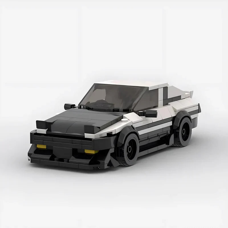 Toyota AE86 brick model - front angle view - TheBrickTube