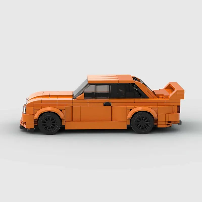 BMW M3 E30|Orange brick model - rear angle view - TheBrickTube