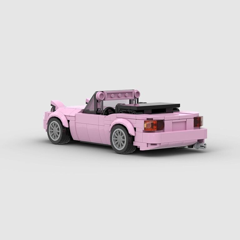 Mazda MX5 NA/Miata Pink brick model - side profile view - TheBrickTube