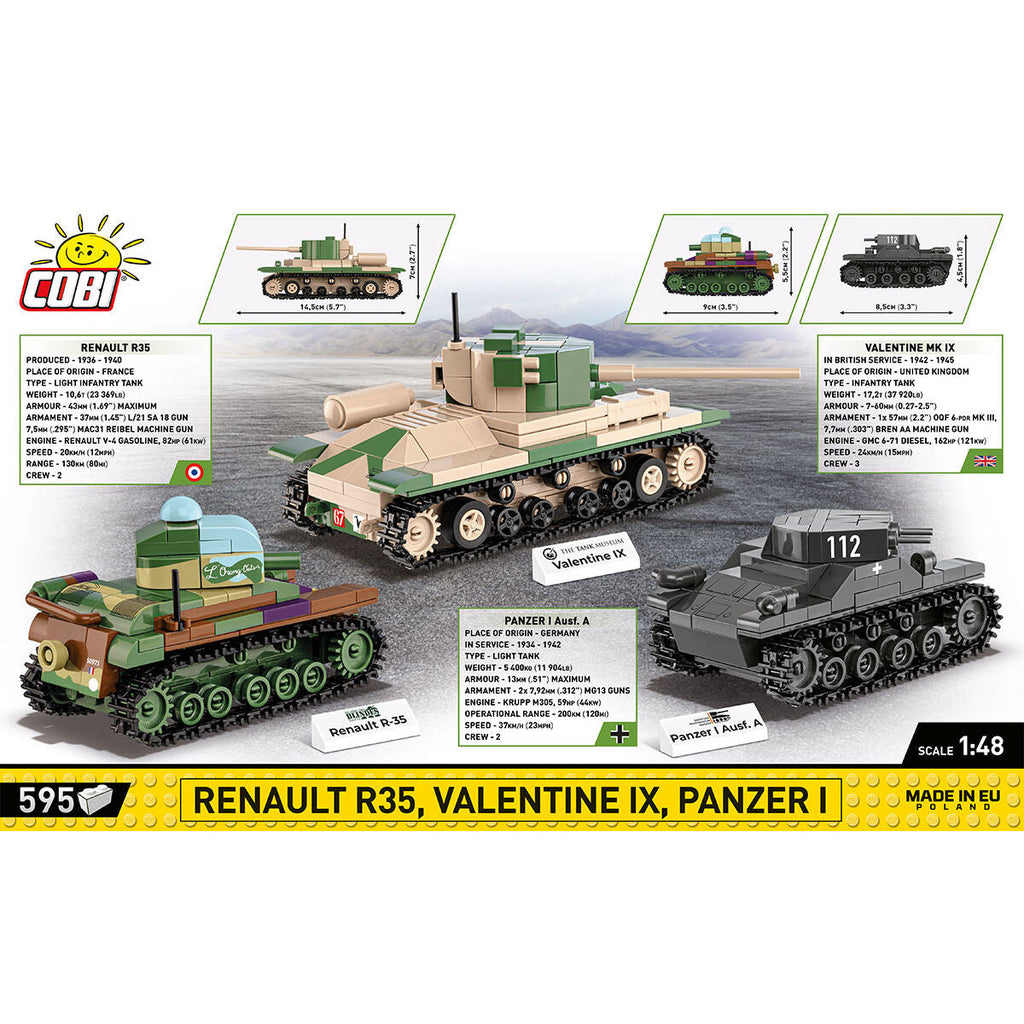 Renault R35, Valentine IX, Panzer I Tanks 1:48 Building Set - Image 4 of 6 | TheBrickTube