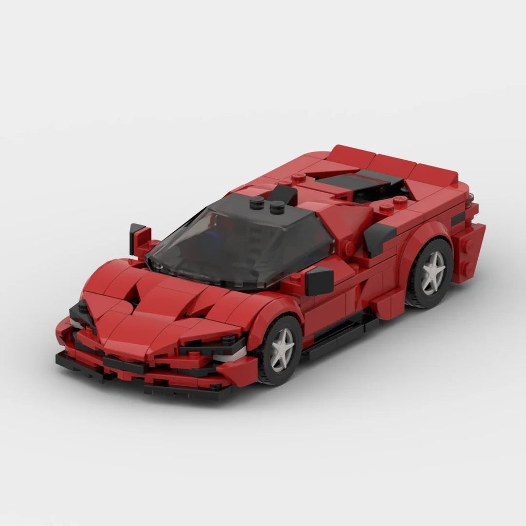 Ferrari SF90 brick model - front angle view - TheBrickTube