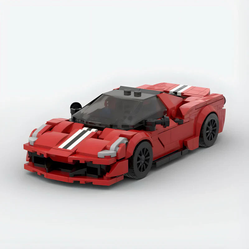 Ferrari 488 pista brick model - front angle view - TheBrickTube