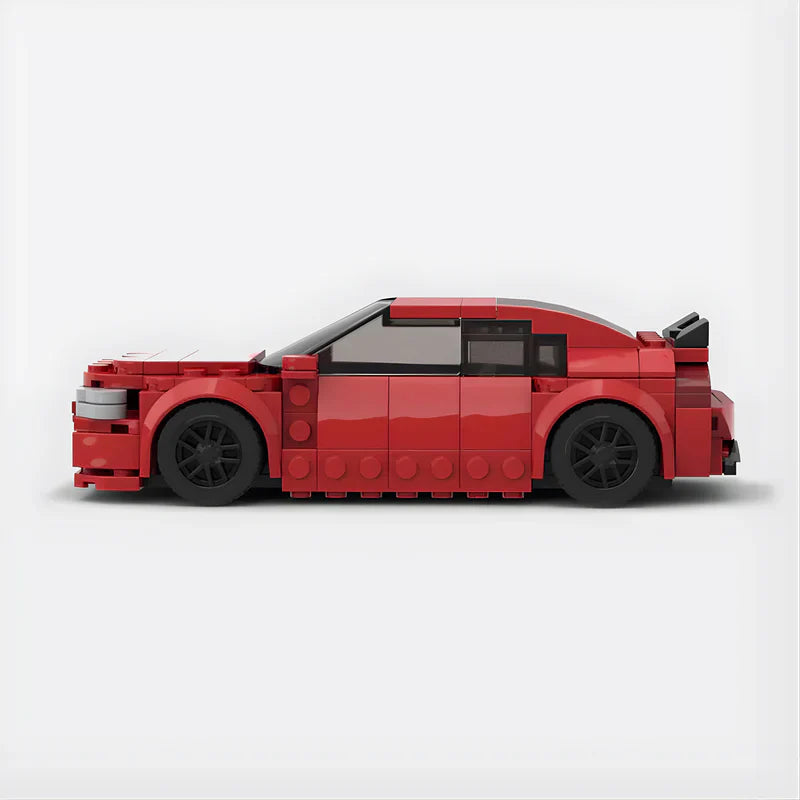 Dodge Charger Hellcat brick model - rear angle view - TheBrickTube