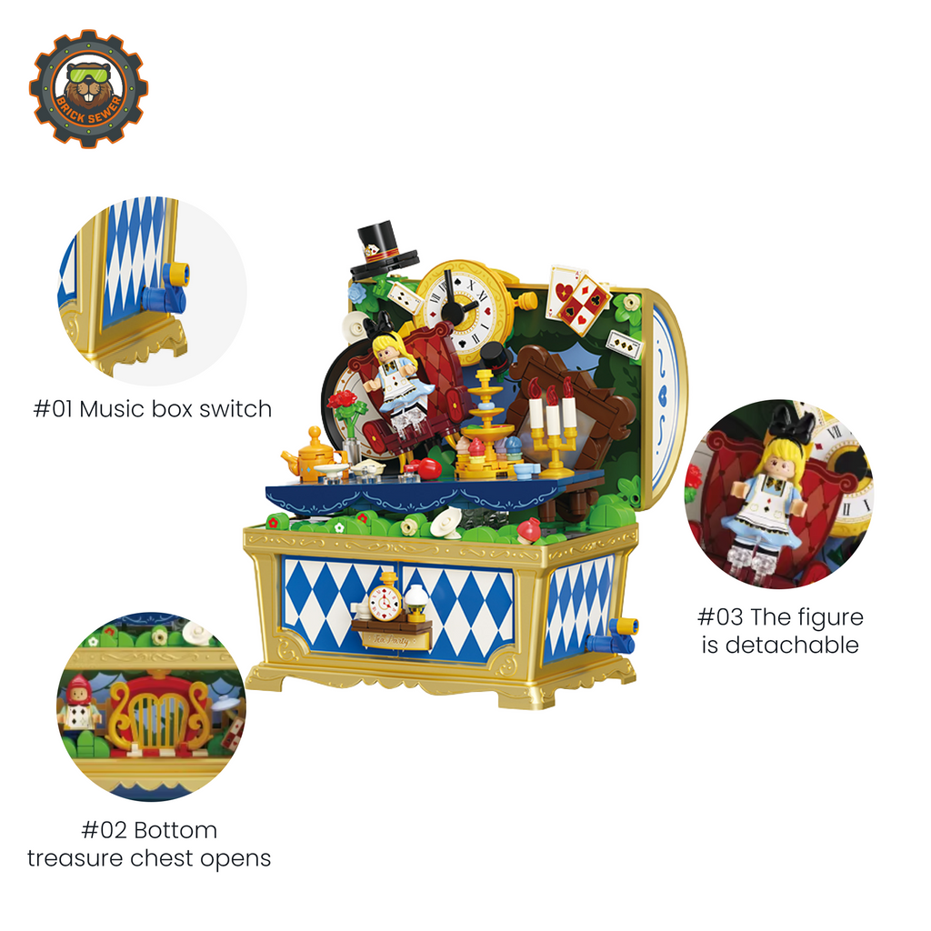 Alice in Wonderland Music Box Building Blocks | Fairytale Teatime Collectible - Image 3 of 8 | TheBrickTube