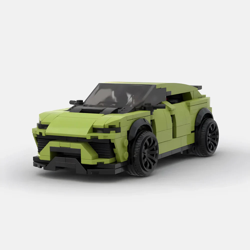 Lamborghini Urus & Trailer brick model - side profile view - TheBrickTube
