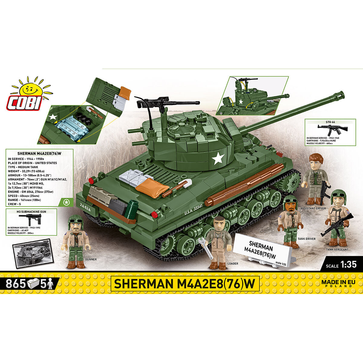 Sherman M4A2E8(76)W Tank Building Set - Image 4 of 6 | TheBrickTube