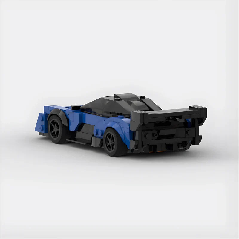 McLaren Senna GTR|Blue brick model - side profile view - TheBrickTube