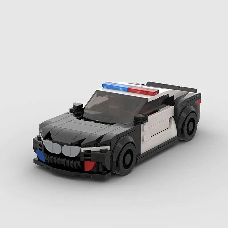 BMW M8 Police Car brick model - front angle view - TheBrickTube