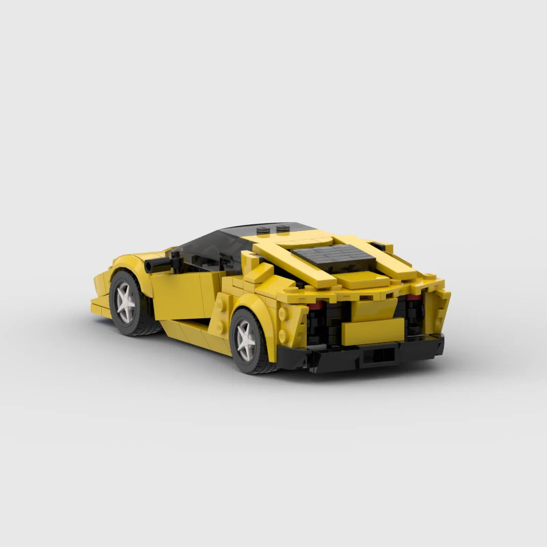 Lamborghini Aventador|Yellow brick model - rear angle view - TheBrickTube