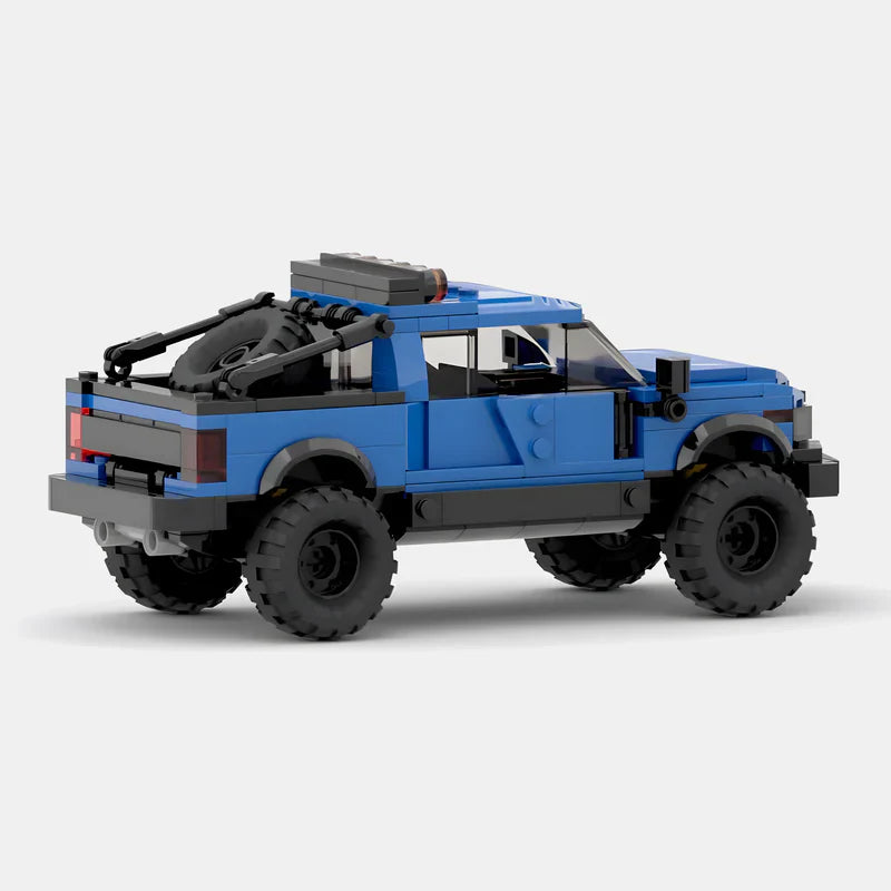 Ford F150 Raptor|Blue brick model - side profile view - TheBrickTube