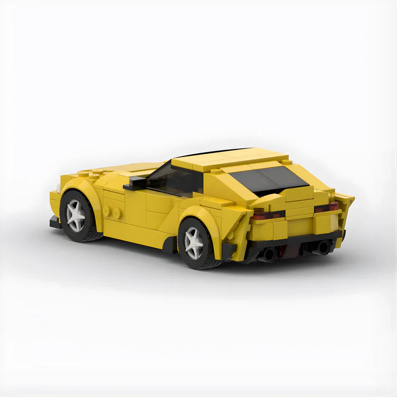 Toyota Supra GR|Red brick model - rear angle view - TheBrickTube