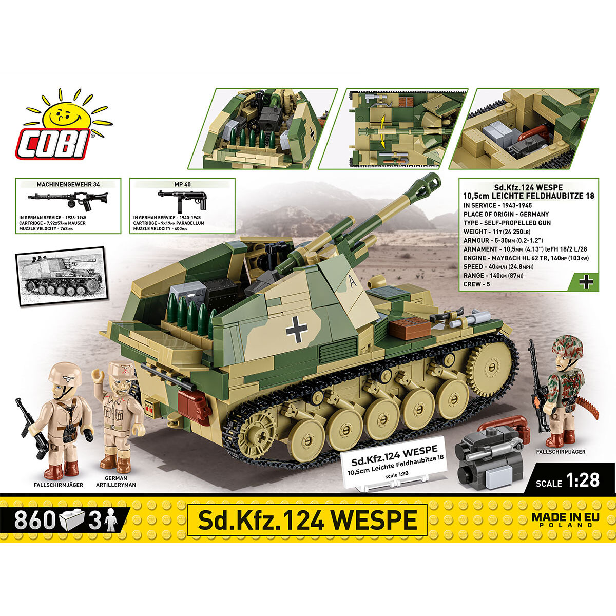 Executive Edition SD.KFZ.124 Wespe Self-Propelled Gun Building Set - Image 4 of 6 | TheBrickTube
