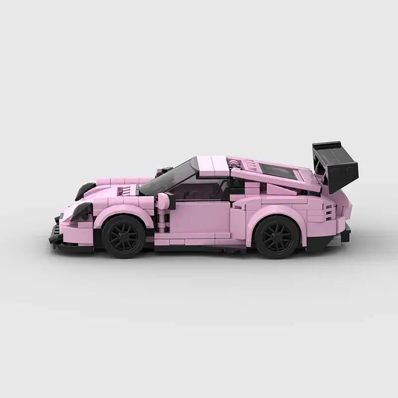 Porsche 911 GT3RS|Pink brick model - side profile view - TheBrickTube