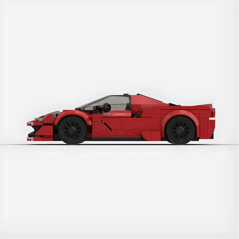Ferrari 488 pista brick model - side profile view - TheBrickTube