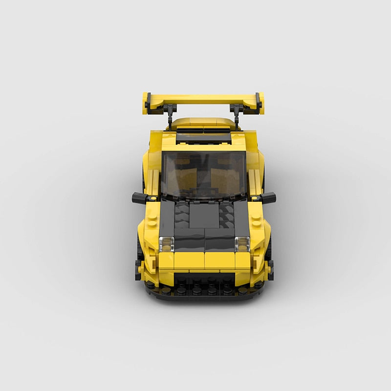 Mazda RX7 brick model - top-down view - TheBrickTube