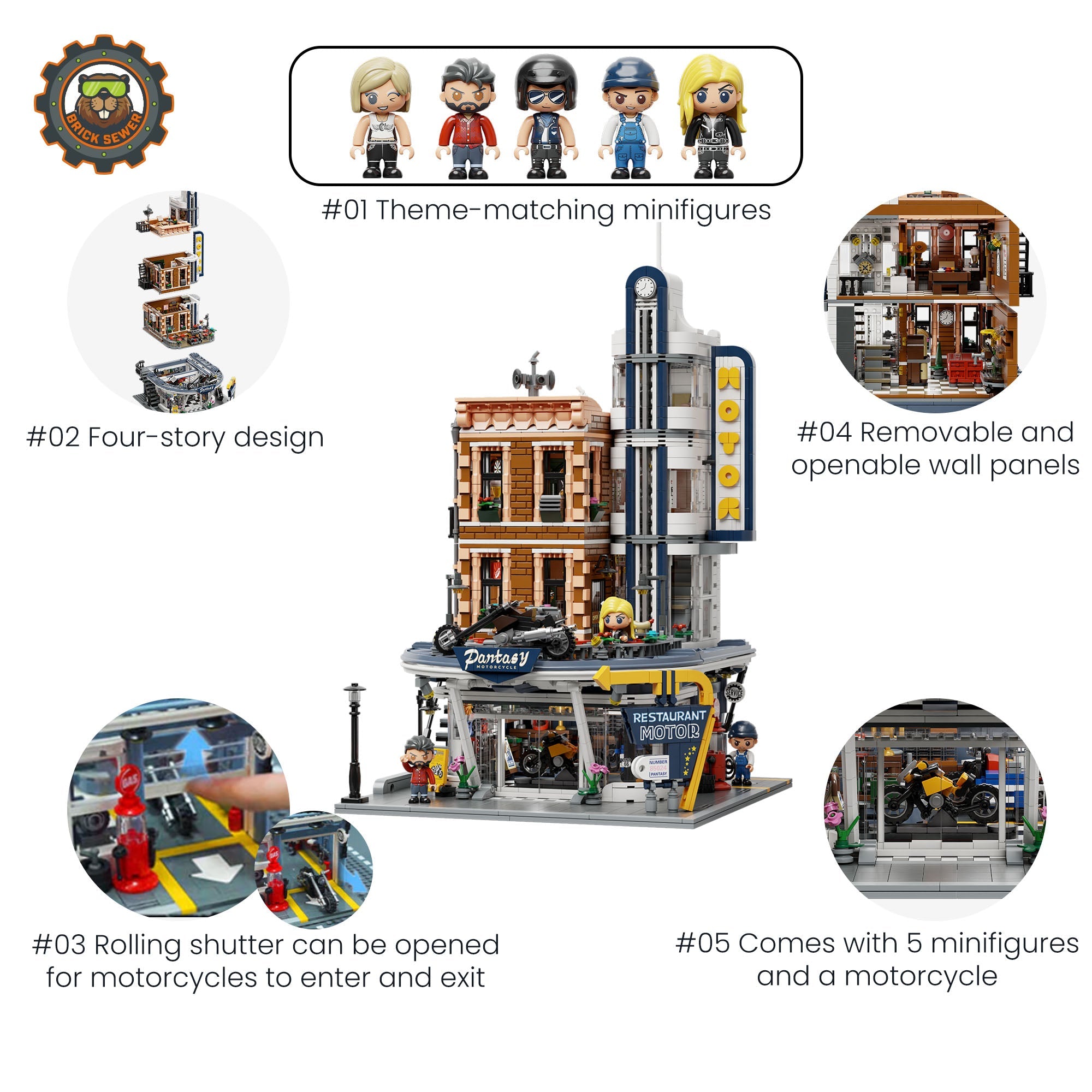 Motorcycle Restaurant 2994pcs | Building Blocks Set - Image 2 of 9 | TheBrickTube