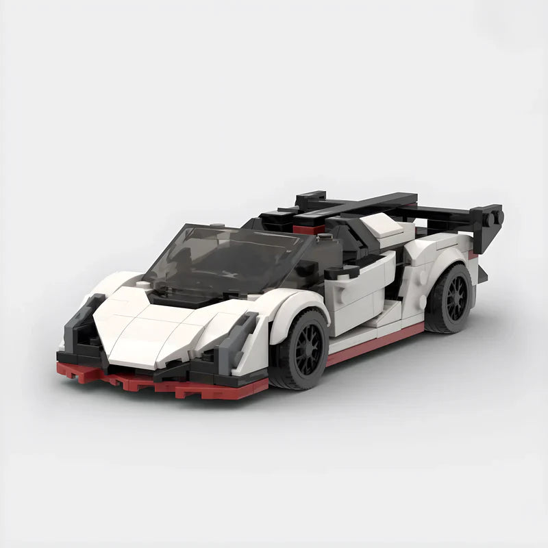 Lamborghini Veneno Roadster brick model - front angle view - TheBrickTube