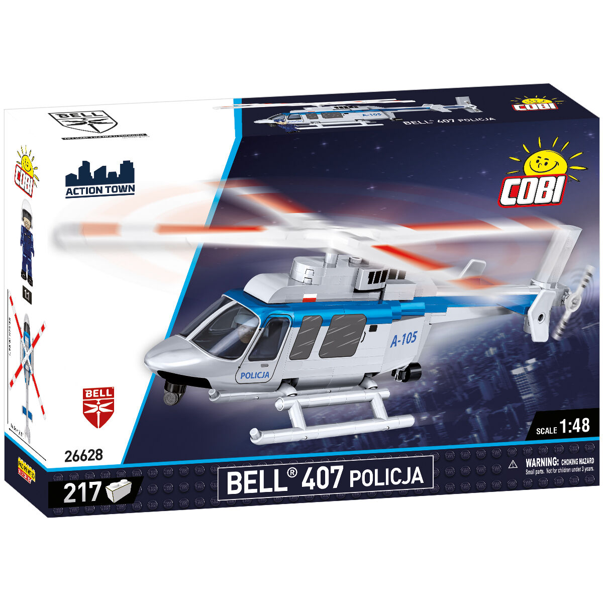Bell 407 Policja Helicopter Building Set - Main Image | TheBrickTube