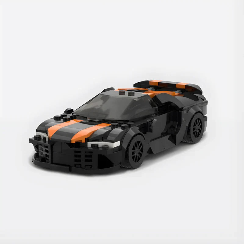 Bugatti Chiron SuperSport 300 + brick model - front angle view - TheBrickTube
