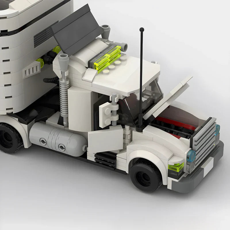The Big Rig Car Transporter brick model - side profile view - TheBrickTube