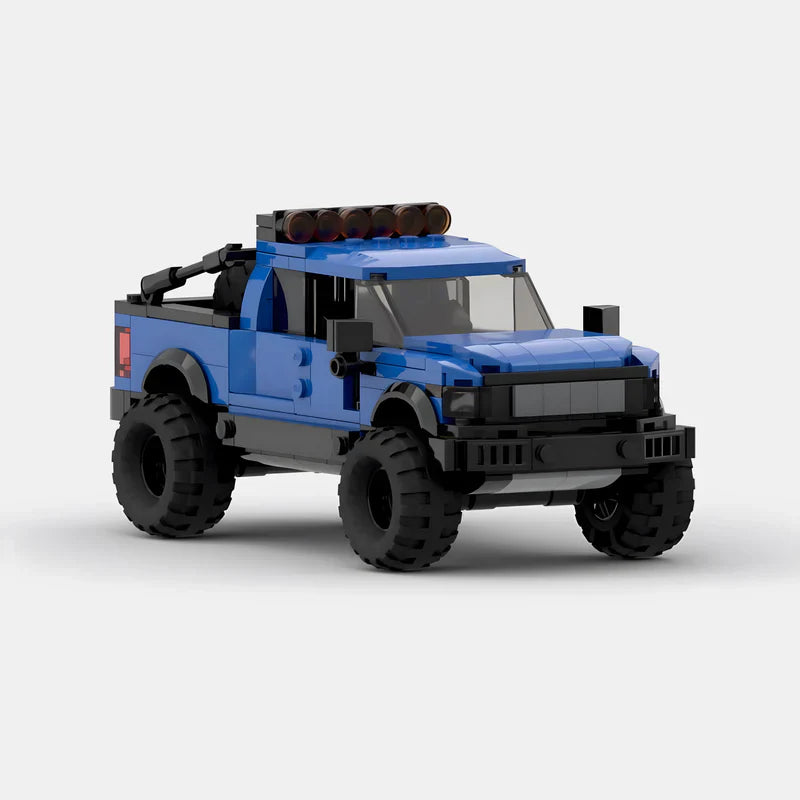 Ford F150 Raptor|Blue brick model - rear angle view - TheBrickTube