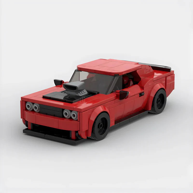 Dodge Challenger Demon brick model - front angle view - TheBrickTube