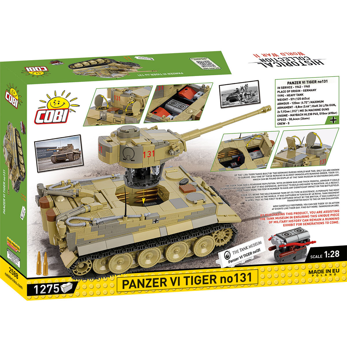 Tank Museum Panzer Tiger VI No. 131 Tank Building Set - Image 2 of 6 | TheBrickTube