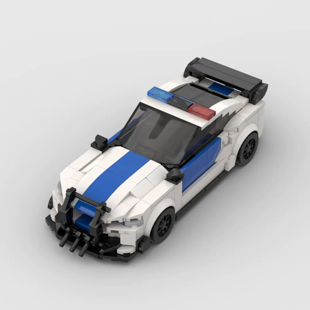 Ford Mustang Police Car brick model - detail close-up - TheBrickTube