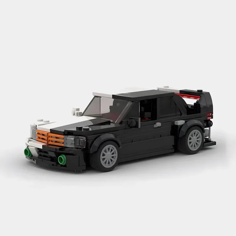 Mercedes-Benz 190E ASAP Rocky brick model - front angle view - TheBrickTube