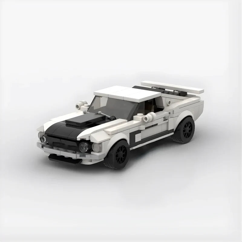 Ford Mustang Classic brick model - front angle view - TheBrickTube