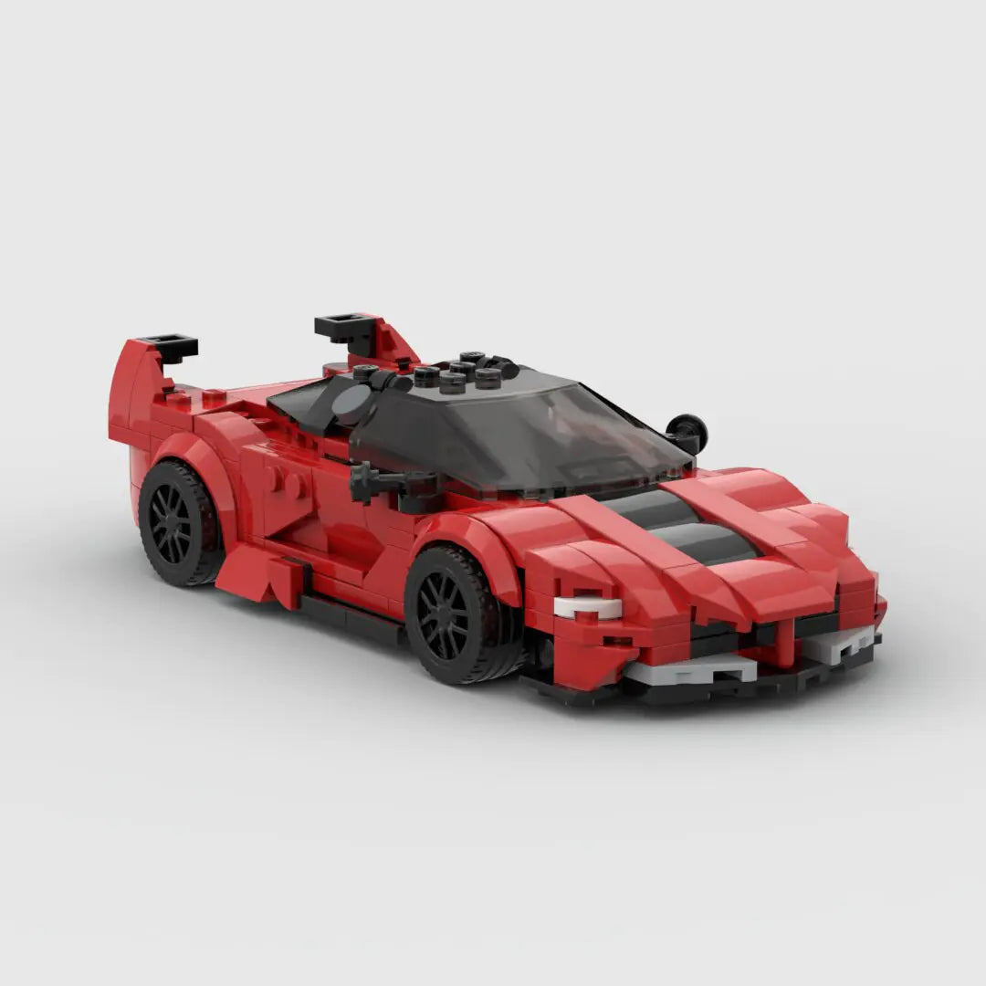 Ferrari FXX K brick model - rear angle view - TheBrickTube