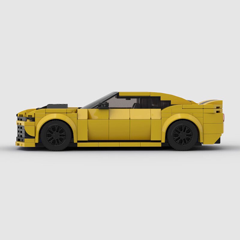 Chevrolet Camaro Bumblebee brick model - rear angle view - TheBrickTube
