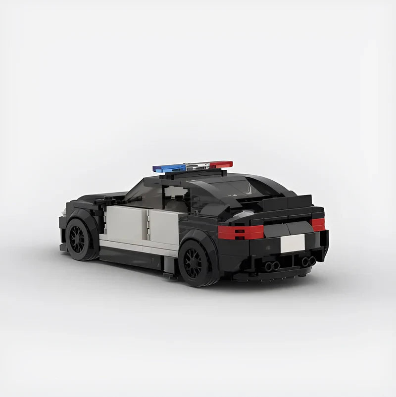 BMW M5 Police Car brick model - rear angle view - TheBrickTube