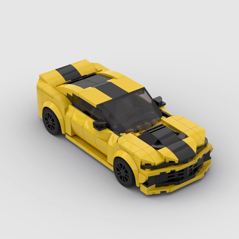 Chevrolet Camaro Bumblebee brick model - detail close-up - TheBrickTube