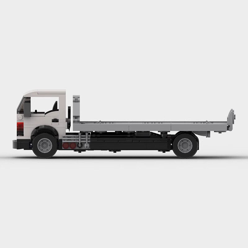 Flatbed Trailer with Toyota AE86 brick model - top-down view - TheBrickTube